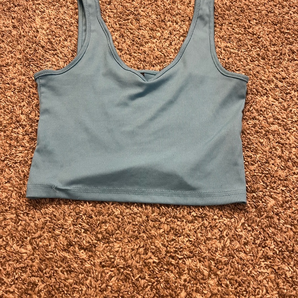 Blue Ribbed Women's Crop Top